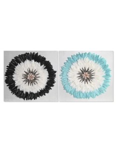 Wall Decoration DKD Home Decor White Black 60 x 6 x 60 cm (2 Units)
