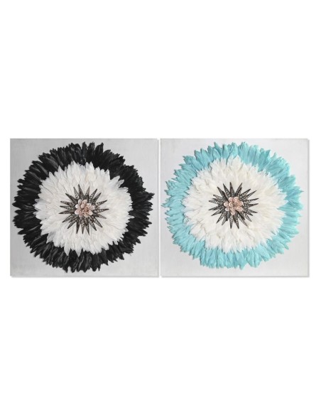 Wall Decoration DKD Home Decor White Black 60 x 6 x 60 cm (2 Units)