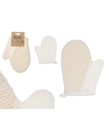 Exfoliating Mitt Berilo B7081-10 White Beige (12 Units)