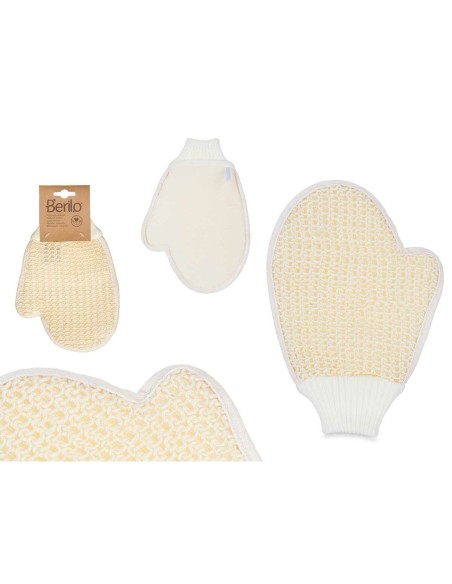 Exfoliating Mitt Berilo B7083-12 White Beige (12 Units)