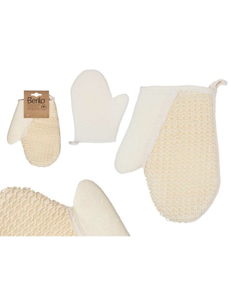 Exfoliating Mitt Berilo B7083-10 White Beige (12 Units)
