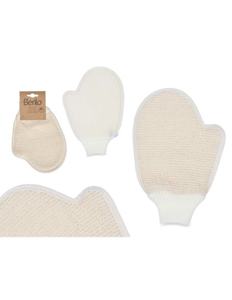 Exfoliating Mitt Berilo B7081-12 White Beige (12 Units)