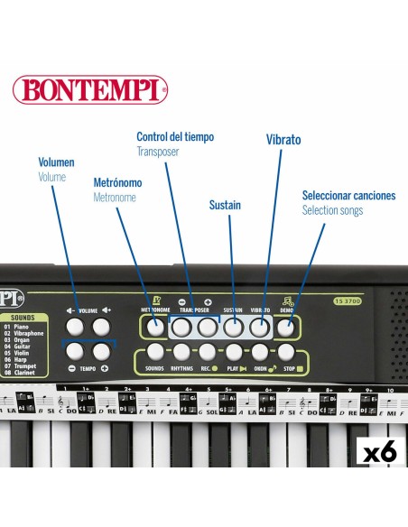 37-Key Keyboard Bontempi 42 x 4 x 15 cm (6 Units)