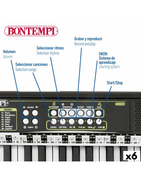 37-Key Keyboard Bontempi 42 x 4 x 15 cm (6 Units)