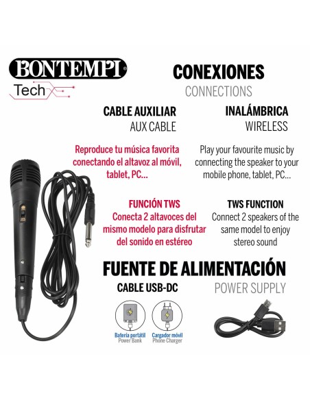 Speaker with Karaoke Microphone Bontempi 4 Units