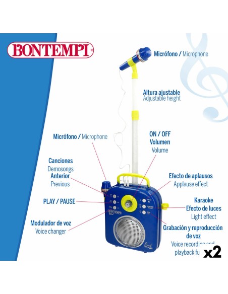 Speaker with Karaoke Microphone Bontempi 2 Units