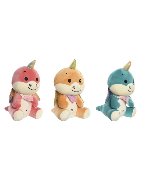 Fluffy toy DKD Home Decor Yellow Orange Mint Polyester Children's 19 x 20 x 28 cm (3 Units)