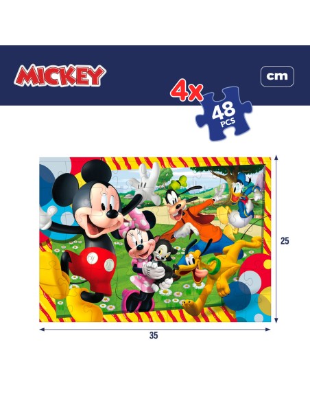 4-Puzzle Set Mickey Mouse 35 x 1,5 x 25 cm 48 Pieces (6 Units)