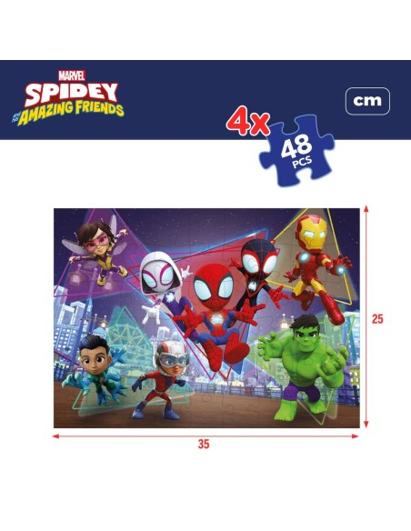 4-Puzzle Set Spidey 35 x 1,5 x 25 cm 48 Pieces (6 Units)