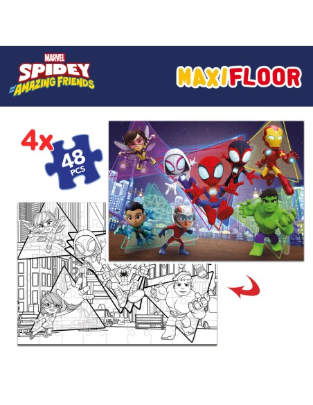 4-Puzzle Set Spidey 35 x 1,5 x 25 cm 48 Pieces (6 Units)