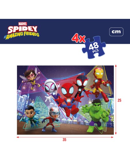 4-Puzzle Set Spidey 35 x 1,5 x 25 cm 48 Pieces (6 Units)