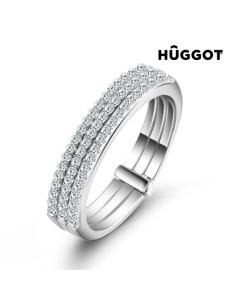 Hûggot Three 925 Sterling Silver Ring with Zircons
