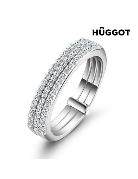 Hûggot Three 925 Sterling Silver Ring with Zircons