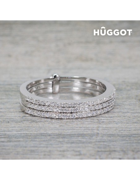 Hûggot Three 925 Sterling Silver Ring with Zircons