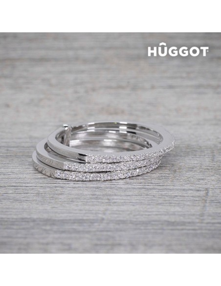 Hûggot Three 925 Sterling Silver Ring with Zircons