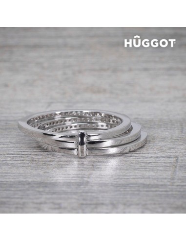 Hûggot Three 925 Sterling Silver Ring with Zircons