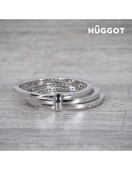 Hûggot Three 925 Sterling Silver Ring with Zircons