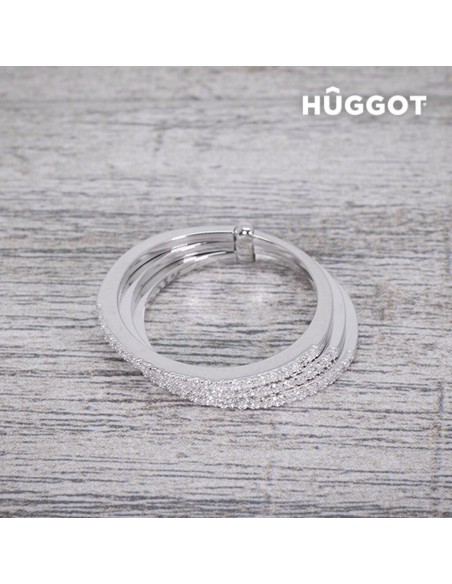 Hûggot Three 925 Sterling Silver Ring with Zircons