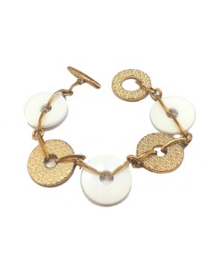 Ladies'Bracelet Guess CWB10902 Ceramic Golden Steel White Steel/Ceramic (21 cm)