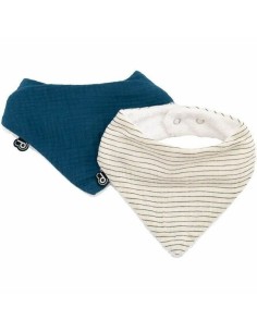 Bib Domiva Blue White Cotton 2 Pieces (2 Units)