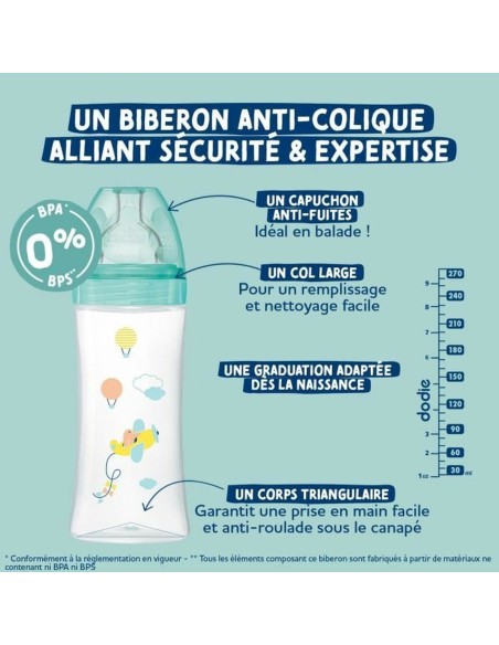 Baby's bottle Dodie 270 ml (3 Units)