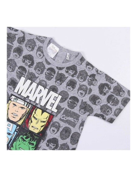 Baby's Short-sleeved Romper Suit Marvel Grey