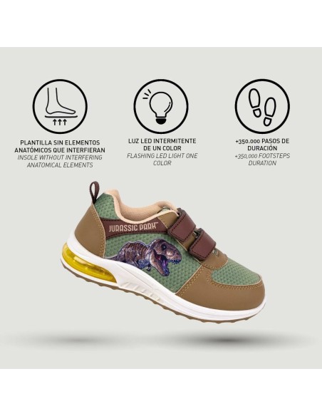 LED Trainers Jurassic Park Velcro Green