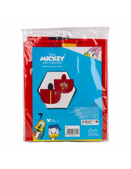 Waterproof Poncho with Hood Mickey Mouse Red