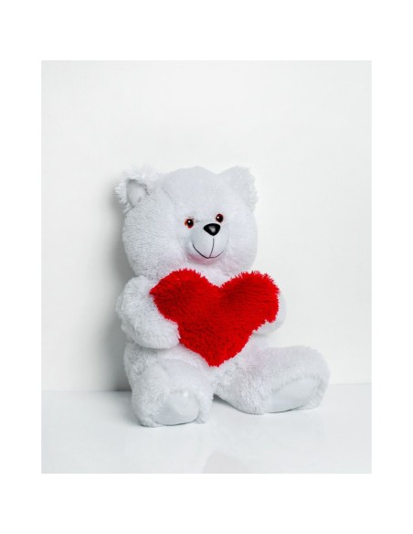 Teddy Bear GO GIFT FRANK 50 WH White Plush Heart 50 cm