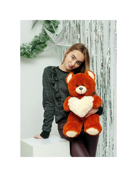 Teddy Bear GO GIFT FRANK 50 BR Brown Plush Heart 50 cm