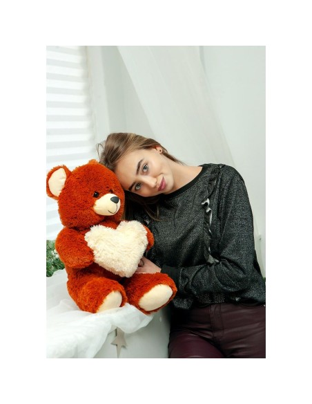 Teddy Bear GO GIFT FRANK 50 BR Brown Plush Heart 50 cm