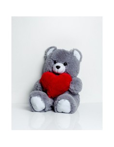 Teddy Bear GO GIFT FRANK 50 GR Grey Plush Heart 50 cm 2