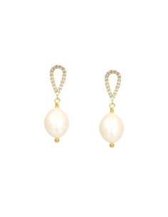 Ladies' Earrings New Bling 9NB-PRL9C Golden